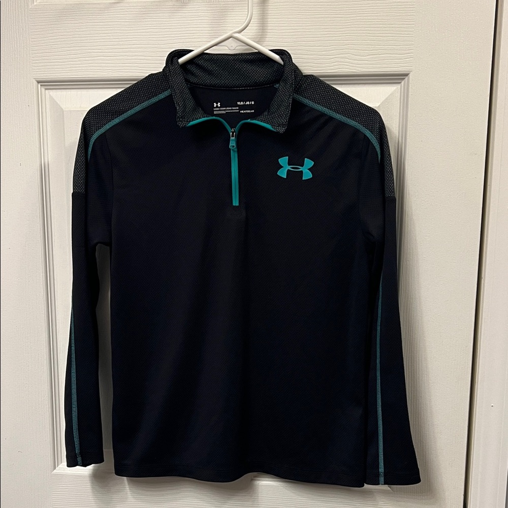 Under Armour Black and Teal Quarter Zip Top